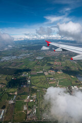 Aerial view of factories, warehouse  and houses in the industrial zone of Bogotá. Colombia.