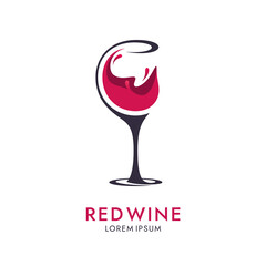 Abstract Wine Icon with Cut Glass
