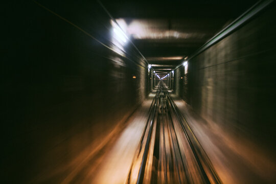 Out of focus funicular tracks