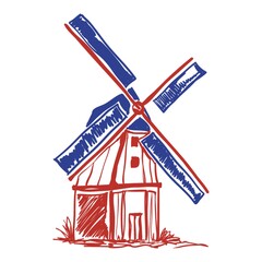 Fototapeta na wymiar windmill kinderdijk