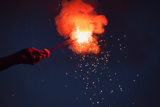 Fireworks: Hand Holding Sparkler To Celebrate