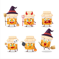 Halloween expression emoticons with cartoon character of white honey jar