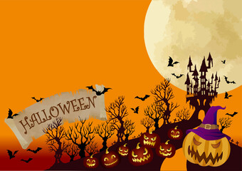 HALLOWEENの水彩風背景素材