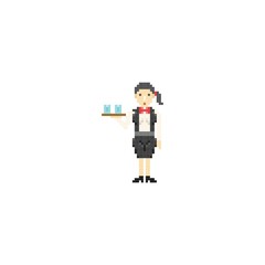 Fototapeta premium pixel art waitress