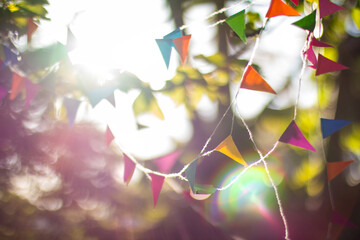 Bunting, bokeh and sunshine