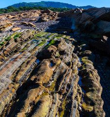 Layers of  Sand Stone and Mudstone With Pebbles, Weston Beach, Point Lobos SNR, Big Sur, California, USA