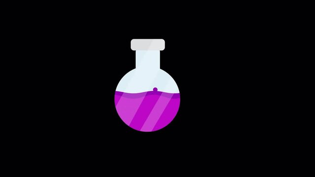 Sciene chemical glass with liquid.Chemistry test icon.Glass of sciene test.Animation with alpha channel
