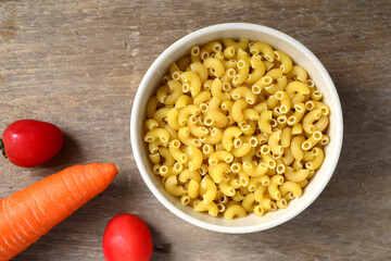 Macro photo food product raw eibow macaroni Vermicelli