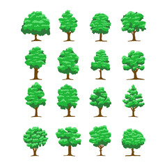 set of tree vector illustration. good for nature or landscape design template. simple flat design with green color schemes