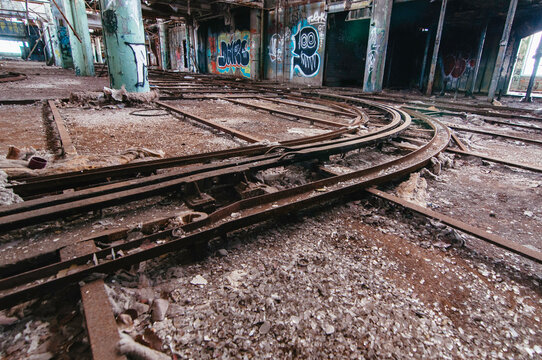 Close Up Of An Old Auto Assembly Line