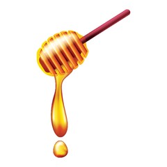 Honey flowing from wooden honey dipper