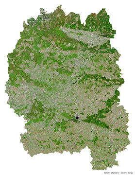 Zhytomyr, region of Ukraine, on white. Satellite