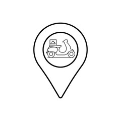 Motorcycle delivery line icon, illustration location delivery. Design template vector