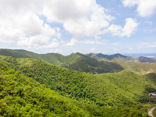 Aerial view of the Caribbean island of Sint maarten /Saint Martin. Caribbean landscapes and cityscapes.