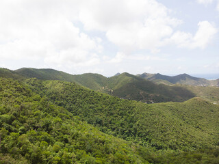 Fototapeta premium Aerial view of the Caribbean island of Sint maarten /Saint Martin. Caribbean landscapes and cityscapes.