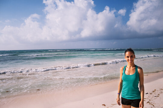 Woman on caribbean beach