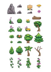 Collection of pixelated icons