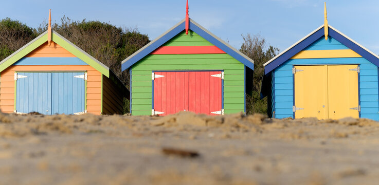 Three Brighton Bathing Boxes