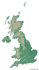 United Kingdom on white. Relief © Yarr65