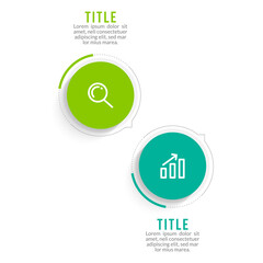 Minimal Business Infographics template. Timeline with 2 steps, options and marketing icons .Vector linear infographic with two conected elements. Can be use for presentation.