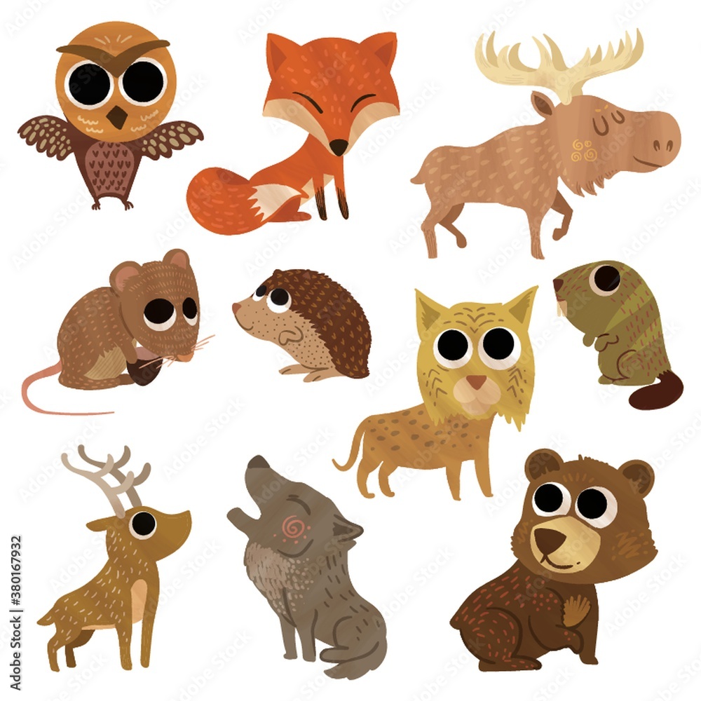 Sticker collection of cute animals