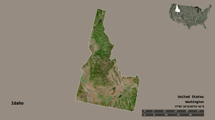 Idaho, state of Mainland United States, zoomed. Satellite