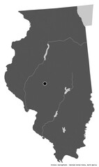 Illinois, state of Mainland United States, on white. Bilevel