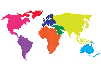 Fototapeta na wymiar Pixelated world map