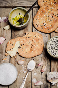 Pita bread and ingredients