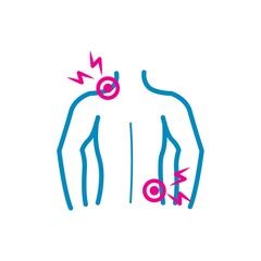 Human body with back and shoulder pain