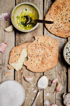 Pita bread and ingredients