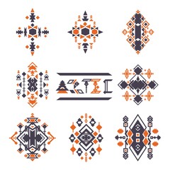 Collection of aztec tribal designs