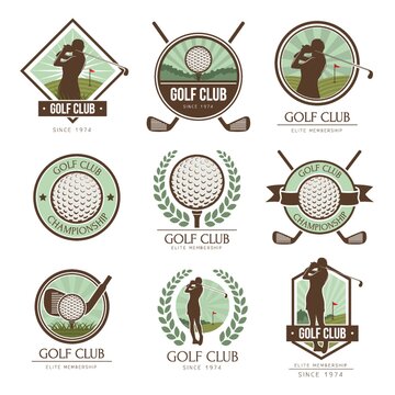 Set of golf club logo element icons