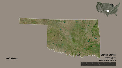 Oklahoma, state of Mainland United States, zoomed. Satellite