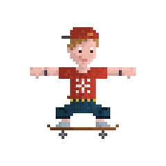 Pixel art skateboarder