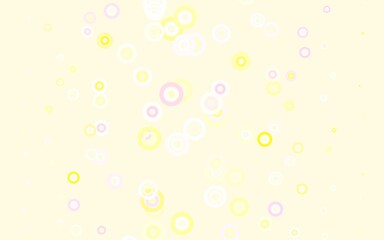 Light Pink, Yellow vector background with bubbles.