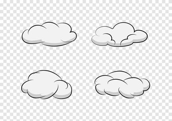 set of cartoon cloud banner vector isolated on transparency background ep68