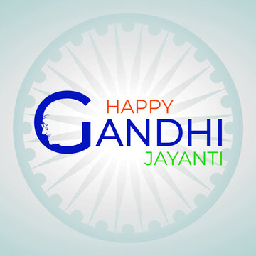 Minimal vector design of Gandhiji face in Typography - Negative space Art - Gandhi Jayanti - 2 October