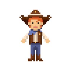 Obraz premium Pixel art cow boy