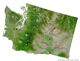 Washington, state of Mainland United States, on white. Satellite © Yarr65