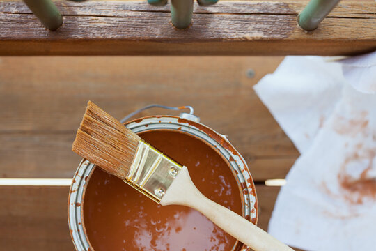 Staining: A Pause While Staining Deck and Railings