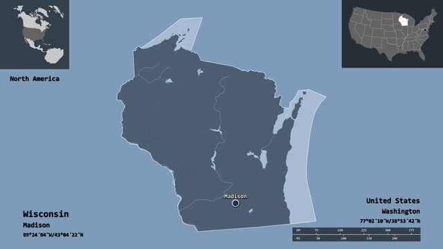 Wisconsin, State Of Mainland United States,. Previews. Administrative