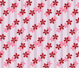 Japanese Pink Cherry Blossom Vector Seamless Pattern