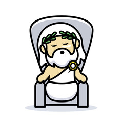 Obraz premium Cute Zeus god of thunder mascot chibi