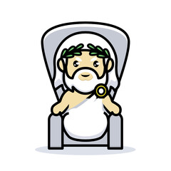 Cute Zeus god of thunder mascot chibi