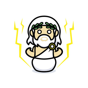 Cute Zeus god of thunder mascot chibi