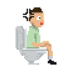 Pixel art man with constipation