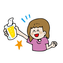 ビールで乾杯する女性