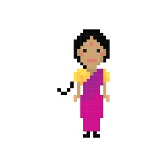 Fototapeta premium Pixel art indian woman