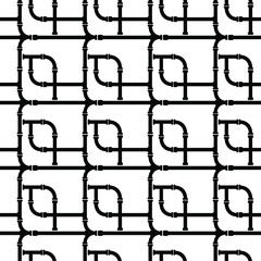 Black pipes on white background, seamless pattern, texture for design, vector illustration